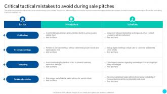Critical Tactical Mistakes To Avoid During Sale Pitches