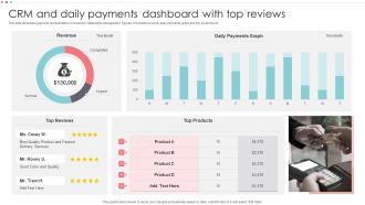 CRM And Daily Payments Dashboard With Top Reviews