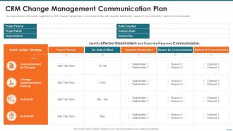 Crm Change Management Communication Plan Crm Digital Transformation Toolkit