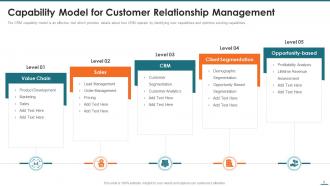 A structured diagram illustrating levels of a CRM capability model