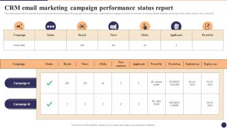 CRM Email Marketing Campaign Performance Status Report CRM Marketing System Guide MKT SS V