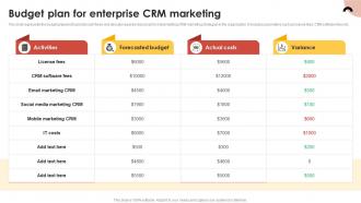 CRM Guide To Optimize Budget Plan For Enterprise CRM Marketing MKT SS V