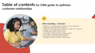 CRM Guide To Optimize Customer Relationships Table Of Contents MKT SS V
