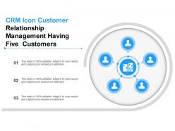 Crm icon customer relationship management having five customers