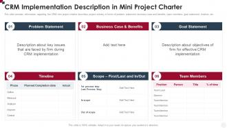 CRM Implementation Description In Mini Project Charter How To Improve Customer Service Toolkit