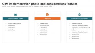 CRM Implementation Phase And Considerations Customer Relationship Management Toolkit
