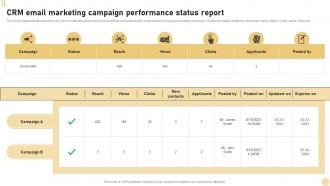 CRM Marketing System CRM Email Marketing Campaign Performance Status Report MKT SS V