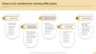 CRM Marketing System Factors To Be Considered For Selecting CRM System MKT SS V