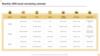 CRM Marketing System Monthly CRM Email Marketing Calendar MKT SS V