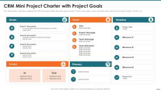 Crm Mini Project Charter With Project Goals Crm Digital Transformation Toolkit
