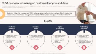 CRM Overview For Managing Customer Lifecycle And Data Sales Outreach Plan For Boosting Customer Strategy SS