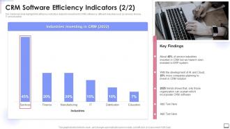Crm Software Efficiency Indicators Crm Software Implementation Ppt Slides Graphics Example