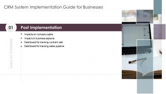 Crm System Implementation Guide For Businesses Table Of Contents
