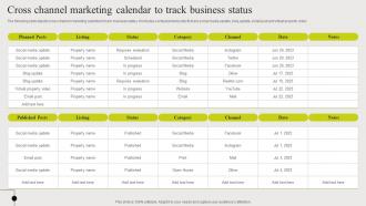 Cross Channel Marketing Calendar To Track Business Status