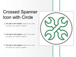 Crossed spanner icon with circle