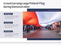 Crowd carrying large poland flag during demonstration