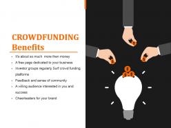 Crowdfunding benefits sample ppt presentation
