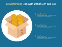 Crowdfunding icon with dollar sign and box