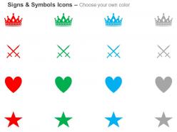 Crown sword heart star success ppt icons graphics