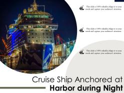 Cruise ship anchored at harbor during night
