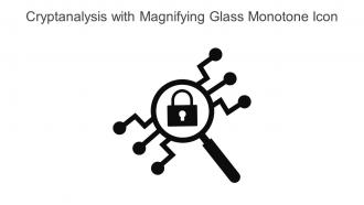 Cryptanalysis With Magnifying Glass Monotone Icon In Powerpoint Pptx Png And Editable Eps Format