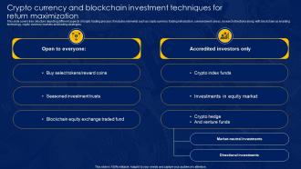 Crypto Currency And Blockchain Investment Techniques For Return Maximization