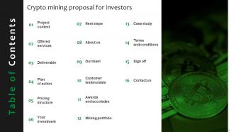 Crypto Mining Proposal For Investors Powerpoint Presentation Slides