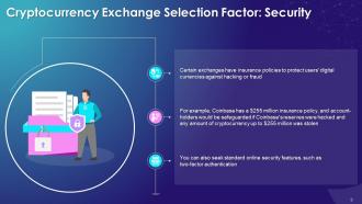 Cryptocurrency Exchange Selection Factors Training Ppt