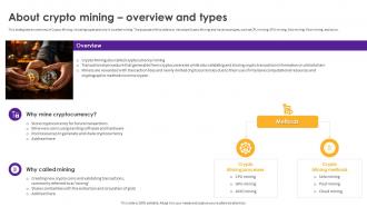 Cryptomining Innovations And Trends About Crypto Mining Overview And Types