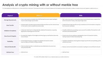 Cryptomining Innovations And Trends Analysis Of Crypto Mining With Or Without Merkle Tree