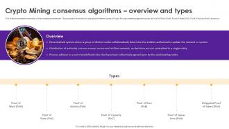 Cryptomining Innovations And Trends Crypto Mining Consensus Algorithms Overview And Types
