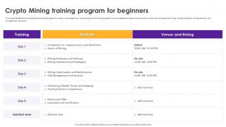 Cryptomining Innovations And Trends Crypto Mining Training Program For Beginners