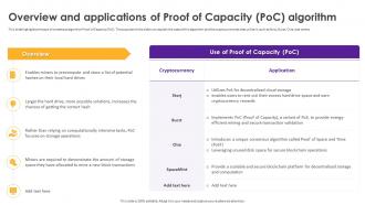 Cryptomining Innovations And Trends Overview And Applications Of Proof Of Capacity Poc Algorithm