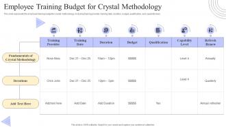 Crystal Methods Employee Training Budget For Crystal Methodology Ppt File Infographic Template