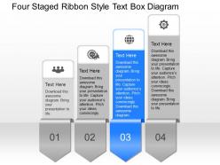 Cs four staged ribbon style text box diagram powerpoint template