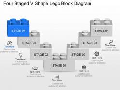 Cs four staged v shape lego block diagram powerpoint template