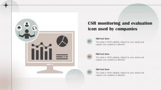 CSR Monitoring And Evaluation Icon Used By Companies