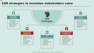 CSR Strategies To Maximize Stakeholders Value