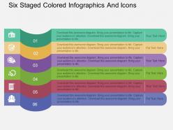 Ct six staged colored infographics and icons flat powerpoint design