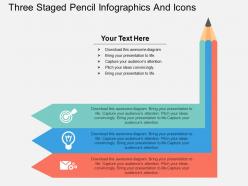 Ct three staged pencil infographics and icons flat powerpoint design