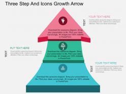 Ct three step and icons growth arrow flat powerpoint design