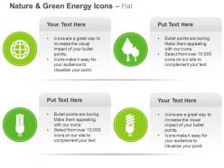 Cu green energy icons for cfl plant and globe ppt icons graphics