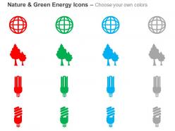 Cu green energy icons for cfl plant and globe ppt icons graphics