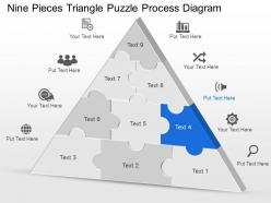 Cu nine pieces triangle puzzle process diagram powerpoint template