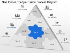 Cu nine pieces triangle puzzle process diagram powerpoint template