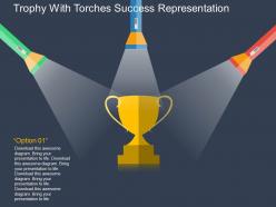 Cu trophy with torches success representation flat powerpoint design