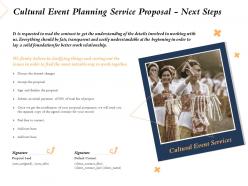 Cultural event planning service proposal next steps ppt powerpoint presentation icon