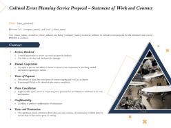 Cultural event planning service proposal statement of work and contract ppt download