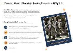 Cultural event planning service proposal why us ppt powerpoint presentation slides