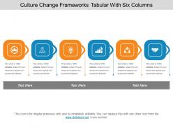 Culture change frameworks tabular with six columns